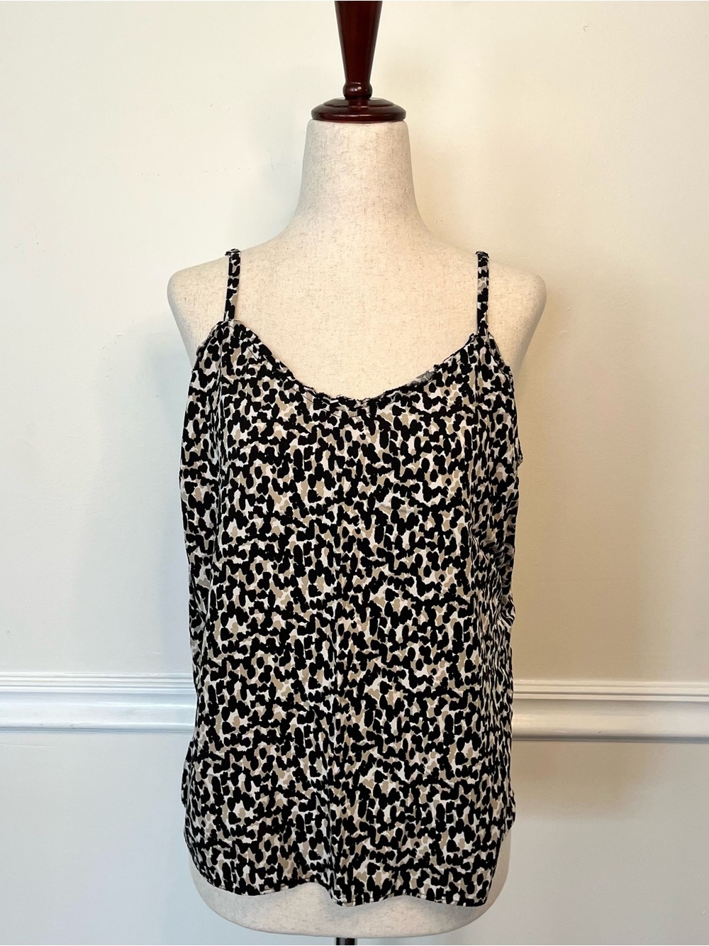 Old Navy Black and Cream Leopard Cami Tank Top